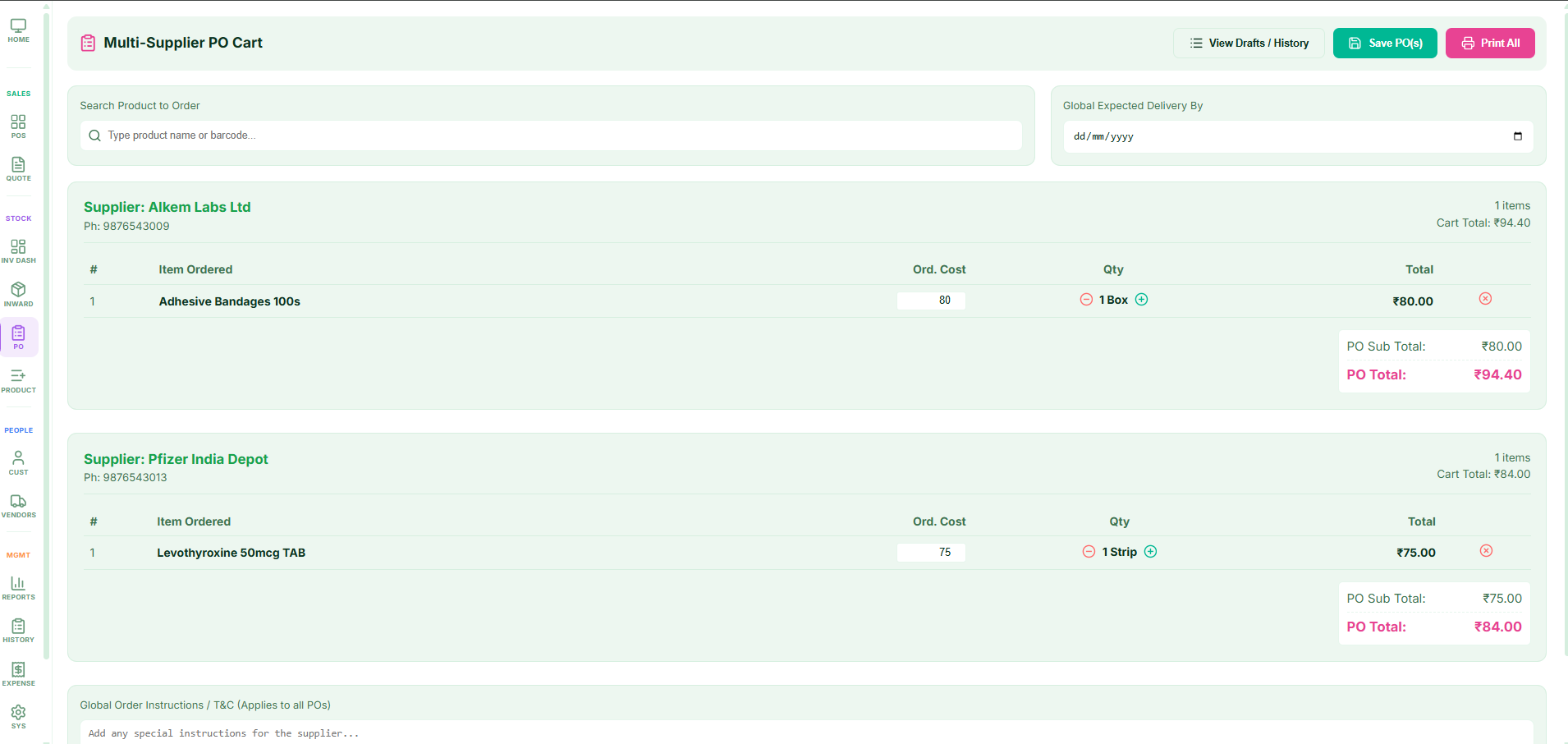 PorulHub Multi-Supplier Procurement Purchase Order Builder